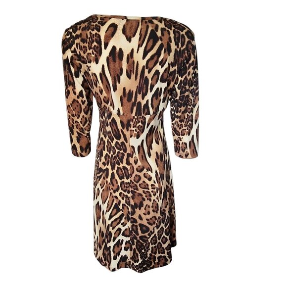 Connected Apparel Dress Womens Size 8 Brown Black Animal Print Pullover Stretch - Picture 3 of 6